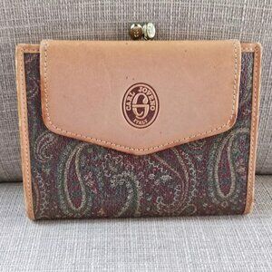 Carl Joveno Italy Women Card Holder Coin Pocket Wallet Tan Leather Bifold Purse
